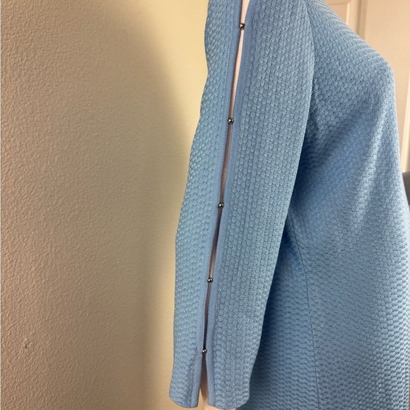 Ming Wang Blue Textured Split Sleeve Grommet Hem Shift Dress Size Large. A32 - Picture 9 of 15